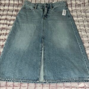 Old Navy Blue Gold Midi A-Line Skirt with Slit‎